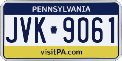 PA license plate JVK9061