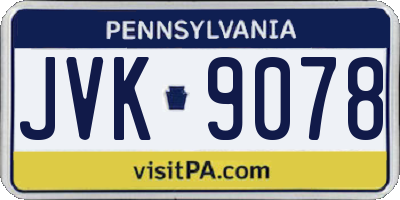 PA license plate JVK9078