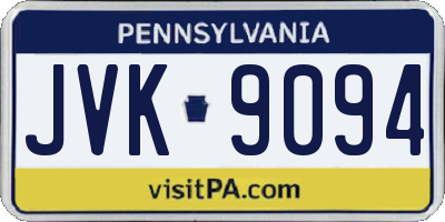 PA license plate JVK9094