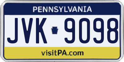 PA license plate JVK9098