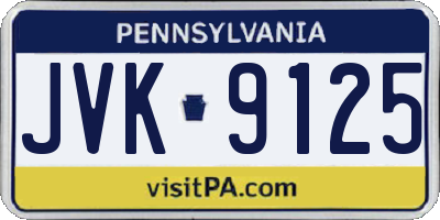 PA license plate JVK9125