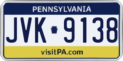 PA license plate JVK9138