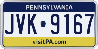 PA license plate JVK9167