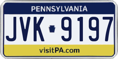PA license plate JVK9197