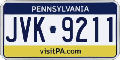 PA license plate JVK9211