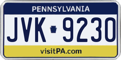 PA license plate JVK9230