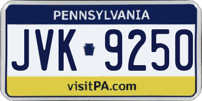 PA license plate JVK9250