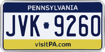 PA license plate JVK9260