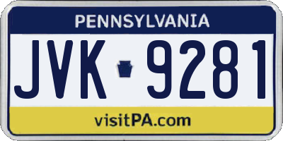 PA license plate JVK9281