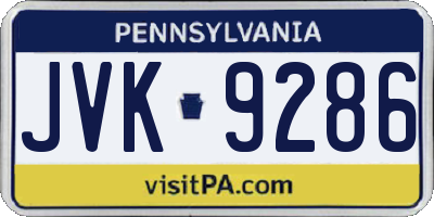 PA license plate JVK9286