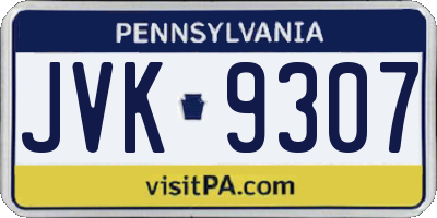 PA license plate JVK9307