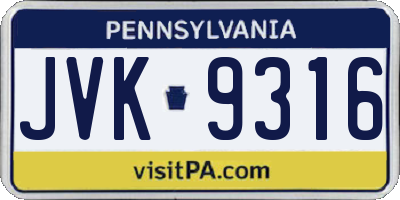 PA license plate JVK9316