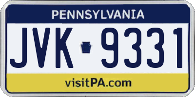 PA license plate JVK9331