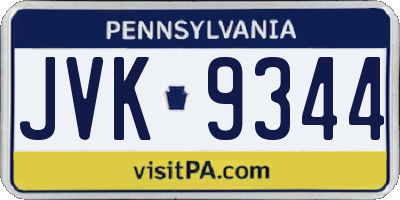 PA license plate JVK9344