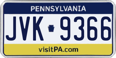 PA license plate JVK9366