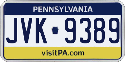 PA license plate JVK9389
