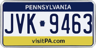 PA license plate JVK9463