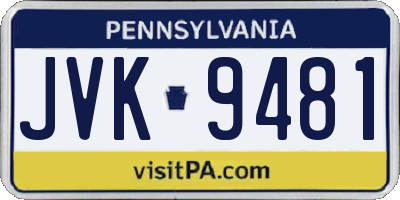 PA license plate JVK9481