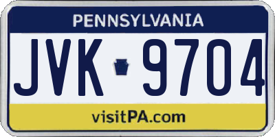 PA license plate JVK9704
