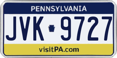 PA license plate JVK9727
