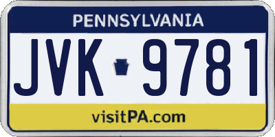 PA license plate JVK9781