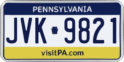 PA license plate JVK9821