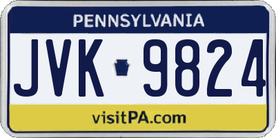 PA license plate JVK9824