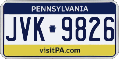 PA license plate JVK9826