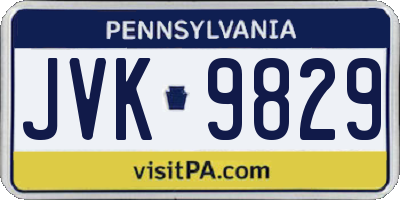 PA license plate JVK9829
