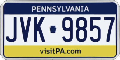 PA license plate JVK9857