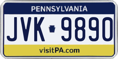 PA license plate JVK9890