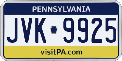 PA license plate JVK9925