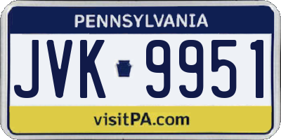 PA license plate JVK9951