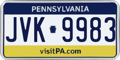PA license plate JVK9983