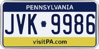 PA license plate JVK9986
