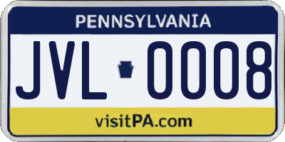 PA license plate JVL0008