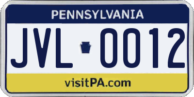 PA license plate JVL0012