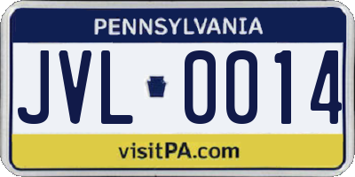 PA license plate JVL0014