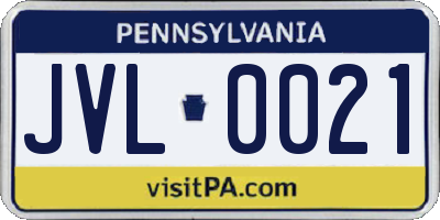 PA license plate JVL0021