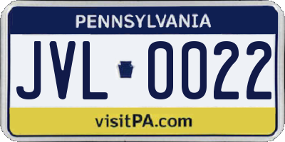 PA license plate JVL0022