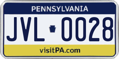PA license plate JVL0028