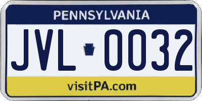 PA license plate JVL0032