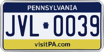 PA license plate JVL0039