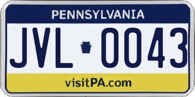 PA license plate JVL0043