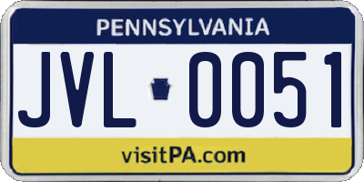 PA license plate JVL0051
