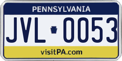 PA license plate JVL0053
