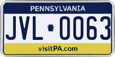 PA license plate JVL0063
