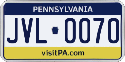 PA license plate JVL0070