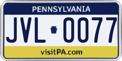 PA license plate JVL0077