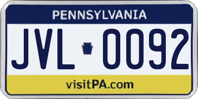 PA license plate JVL0092